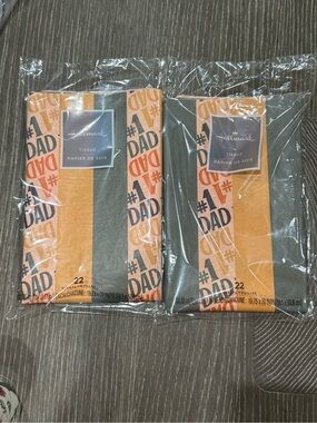NWT Hallmark #1 Dad Tissue Paper Pack of Orange & Gray Stripe 22 sheets